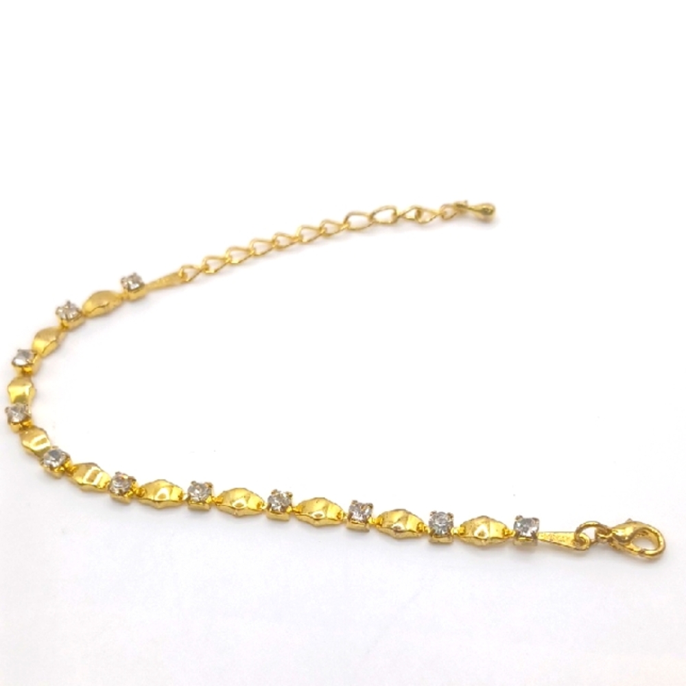 Elegant 18 KRGP Gold Bracelet with Clear Rhinestone Accents